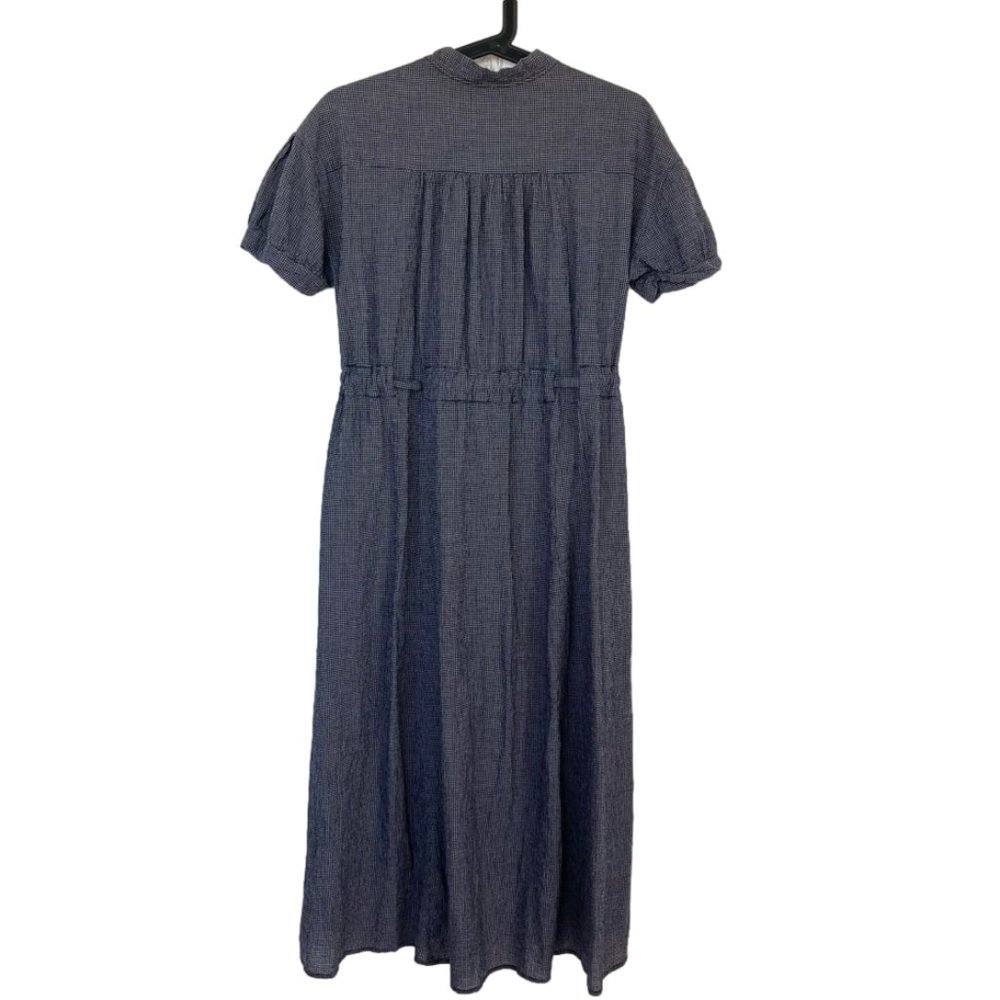 FREE People Navy Retro Romance Maxi Dress Gingham Button Front Boho Vacation, S - Picture 6 of 7